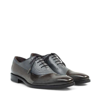 Mezlan Postdam Men's Codovan Calfskin and Soft Deerskin Grey Oxfords (MZ2924)-AmbrogioShoes