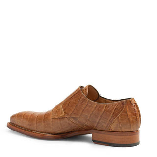 Mezlan Prague Men's Shoes Camel Exotic Caiman Crocodile Monk-Straps Loafers 3998-F (MZ3190)-AmbrogioShoes