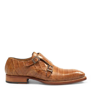 Mezlan Prague Men's Shoes Camel Exotic Caiman Crocodile Monk-Straps Loafers 3998-F (MZ3190)-AmbrogioShoes