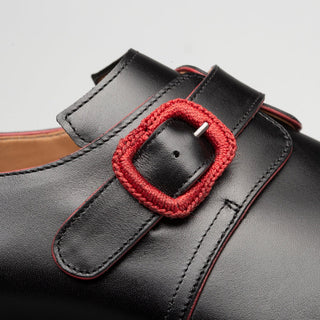 Mezlan Profumo 21148 Men's Shoes Black Calf-Skin Leather Single Monk-Strap Loafers (MZ3725)-AmbrogioShoes