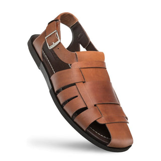 Mezlan R20257 Men's Shoes Cognac Calf-Skin Leather Fisherman Sandals (MZ3463)-AmbrogioShoes