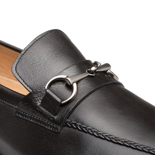 Mezlan R20268 Men's Shoes Black Italian Calfskin Leather Apron Ornament Loafers (MZ3495)-AmbrogioShoes