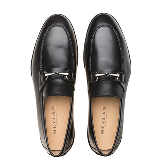 Mezlan R20268 Men's Shoes Black Italian Calfskin Leather Apron Ornament Loafers (MZ3495)-AmbrogioShoes