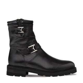 Mezlan R20410 Men's Shoes Black Deer and Calf Skin Leather Hi-Top Motorcycle Zip Boots (MZ3560)-AmbrogioShoes