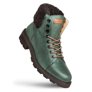 Mezlan R20412 Men's Shoes Green Calf-Skin Leather Shearling Alpine Boots (MZ3550)-AmbrogioShoes