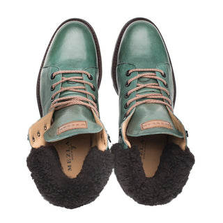 Mezlan R20412 Men's Shoes Green Calf-Skin Leather Shearling Alpine Boots (MZ3550)-AmbrogioShoes