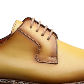 Mezlan R20615 Men's Shoes Yellow Calf-Skin Leather Lightweight Derby Oxfords (MZ3596)-AmbrogioShoes