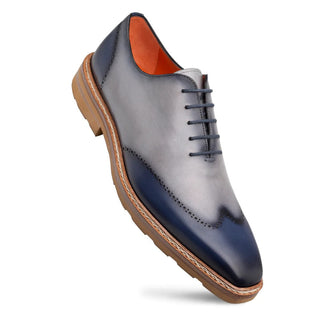 Mezlan R20664 Men's Shoes Navy & Gray Calf-Skin Leather Lightweight Oxfords (MZ3599)-AmbrogioShoes