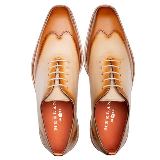 Mezlan R20664 Men's Shoes Tan & Bone Calf-Skin Leather Lightweight Oxfords (MZ3598)-AmbrogioShoes