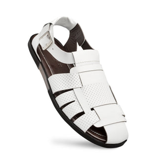 Mezlan R20666 Men's Shoes White Calf-Skin Leather Fisherman Sandals (MZ3625)-AmbrogioShoes