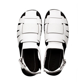 Mezlan R20666 Men's Shoes White Calf-Skin Leather Fisherman Sandals (MZ3625)-AmbrogioShoes