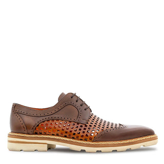 Mezlan R20741 Men's Shoes Cognac & Honey Perforated Calf-Skin Leather Derby Oxfords (MZ3626)-AmbrogioShoes