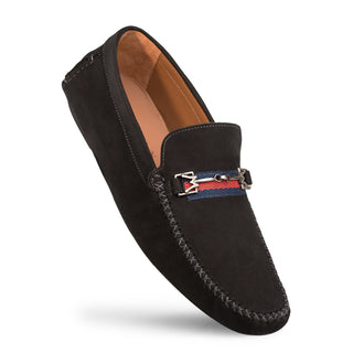 Mezlan R7349 Men's Shoes Black Nubuck Moccasin Ornament Driver Loafers (MZ3447)-AmbrogioShoes