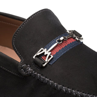 Mezlan R7349 Men's Shoes Black Nubuck Moccasin Ornament Driver Loafers (MZ3447)-AmbrogioShoes