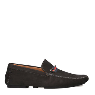 Mezlan R7349 Men's Shoes Black Nubuck Moccasin Ornament Driver Loafers (MZ3447)-AmbrogioShoes