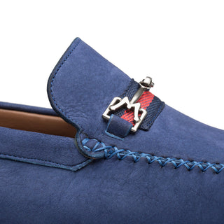 Mezlan R7349 Men's Shoes Blue Nubuck Moccasin Ornament Driver Loafers (MZ3445)-AmbrogioShoes