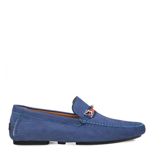 Mezlan R7349 Men's Shoes Blue Nubuck Moccasin Ornament Driver Loafers (MZ3445)-AmbrogioShoes