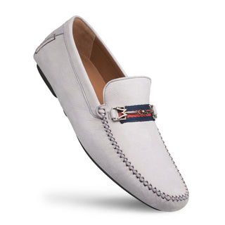 Mezlan R7349 Men's Shoes Light Gray Nubuck Moccasin Ornament Driver Loafers (MZ3446)-AmbrogioShoes