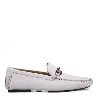 Mezlan R7349 Men's Shoes Light Gray Nubuck Moccasin Ornament Driver Loafers (MZ3446)-AmbrogioShoes