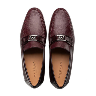 Mezlan R7384 Men's Shoes Burgundy Deer-Skin Leather Dress Moccasin Loafers (MZ3586)-AmbrogioShoes