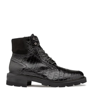 Mezlan RX4855 F Men's Shoes Black Exotic Crocodile / Suede Leather Rugged Boots (MZ3564)-AmbrogioShoes