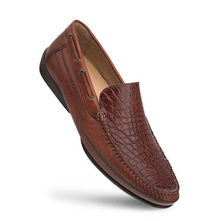 Mezlan RX602 7323-C Men's Shoes Sport Brown Exotic Crocodile / Calf-Skin Leather Moccasin Driver Loafers (MZ3438)-AmbrogioShoes