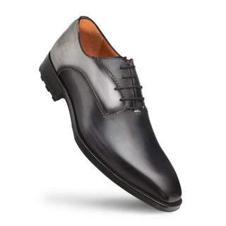 Mezlan S20045 Men's Shoes Two-Tone Graphite & Gray Calf-Skin Leather Dress Oxfords (MZ3425)-AmbrogioShoes