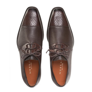 Mezlan S20069 Men's Shoes Brown Deer-Skin / Calf-Skin Leather Derby Oxfords (MZ3397)-AmbrogioShoes