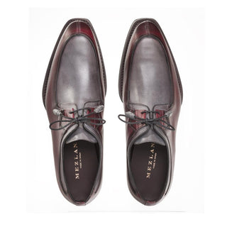 Mezlan S20126 Men's Shoes Burgundy & Gray Patina Leather Split-Toe Derby Oxfords (MZ3410)-AmbrogioShoes