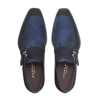 Mezlan S20127 Men's Shoes Electric Blue Suede Leather Monk-Strap Loafers (MZ3383)-AmbrogioShoes