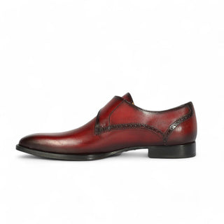 Mezlan S20131 Men's Shoes Burgundy Patina Leather Monkstrap Loafers (MZS3557)-AmbrogioShoes