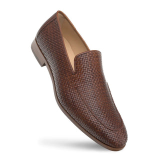 Mezlan S20269 Men's Shoes Cognac Woven Leather Slip-On Loafers (MZ3459)-AmbrogioShoes