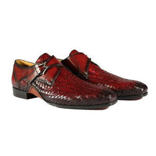 Mezlan S20271 Woven / Calf-Skin Leather Opanka Monk-Straps Loafers (MZ3484)-AmbrogioShoes
