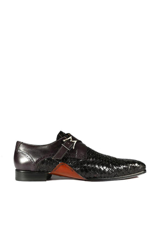 Mezlan S20271 Woven / Calf-Skin Leather Opanka Monk-Straps Loafers (MZ3484)-AmbrogioShoes