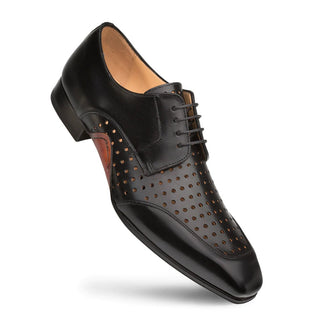 Mezlan S20273 Men's Shoes Black Perforated Calf-Skin Leather Opanka Derby Oxfords (MZ3471)-AmbrogioShoes