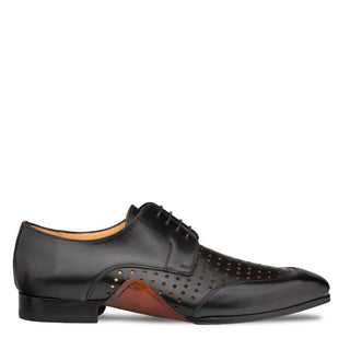 Mezlan S20273 Men's Shoes Black Perforated Calf-Skin Leather Opanka Derby Oxfords (MZ3471)-AmbrogioShoes