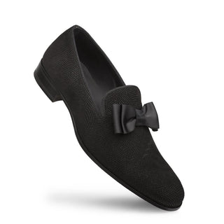 Mezlan S20306 Men's Shoes Black Glass Suede Leather Dress Venetian Formal Loafers (MZ3428)-AmbrogioShoes