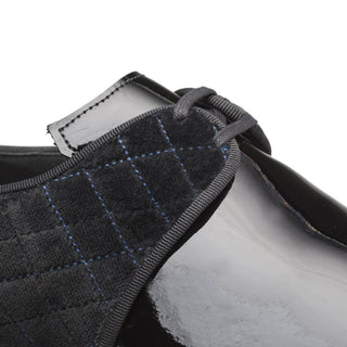 Mezlan S20307 Men's Shoes Black Velvet / Patent Leather Dress Derby (MZ3427)-AmbrogioShoes