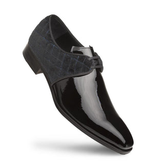 Mezlan S20307 Men's Shoes Black Velvet / Patent Leather Dress Derby Oxfords (MZ3427)-AmbrogioShoes