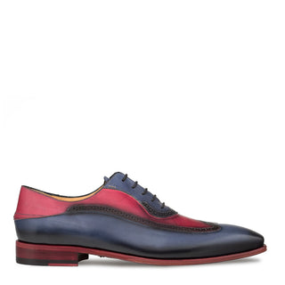 Mezlan S20322 Men's Shoes Blue & Burgundy Calf-Skin Leather Wingtip Oxfords (MZ3499)-AmbrogioShoes