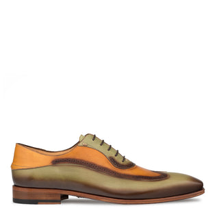 Mezlan S20322 Men's Shoes Olive & Honey Calf-Skin Leather Wingtip Oxfords (MZ3500)-AmbrogioShoes