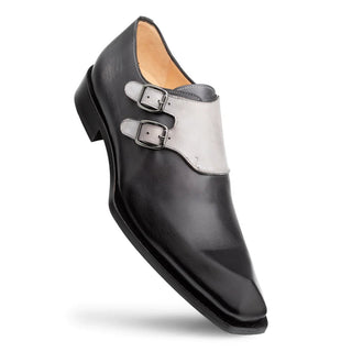 Mezlan S20243 Men's Shoes Graphite & Gray Calf-SKin Leather Monk-Straps Loafers (MZ3546)-AmbrogioShoes