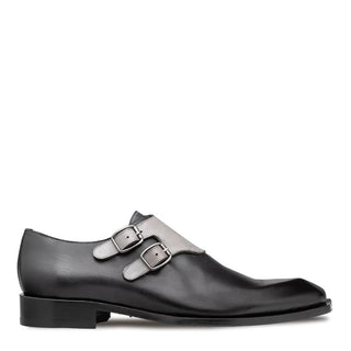 Mezlan S20243 Men's Shoes Graphite & Gray Calf-SKin Leather Monk-Straps Loafers (MZ3546)-AmbrogioShoes