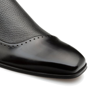 Mezlan S20466 Men's Shoes Black Deerskin / Calf-Skin Leather Slip On Loafers (MZ3507)-AmbrogioShoes