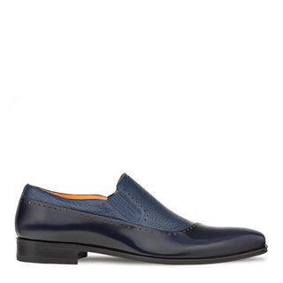 Mezlan S20466 Men's Shoes Blue Deerskin / Calf-Skin Leather Slip On Loafers (MZ3506)-AmbrogioShoes