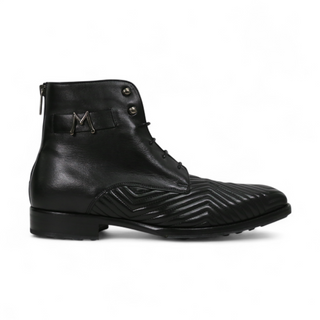 Mezlan S20516 Men's Shoes Quilted / Calf-Skin Leather Lace up Boots (MZ3554)-AmbrogioShoes