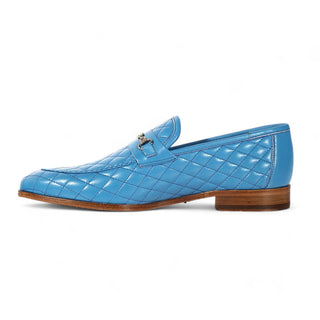 Mezlan S20618 Men's Shoes Turquoise Quilted Calf-Skin Leather Casual Slip-On Loafers (MZS3614)-AmbrogioShoes