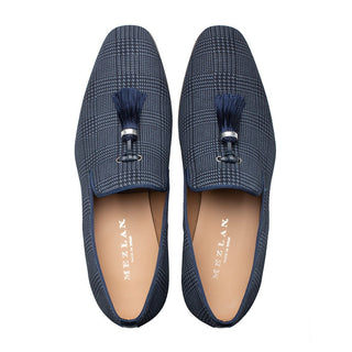 Mezlan S20652 Men's Shoes Blue Laser Print Suede Leather Slip-On Tassels Loafers (MZ3641)-AmbrogioShoes