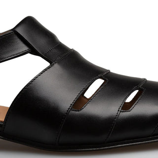 Mezlan S20657 Men's Shoes Black Calf-Skin Leather Dress Sandals (MZ3592)-AmbrogioShoes