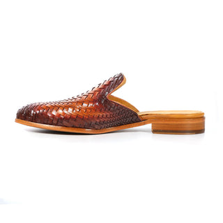 Mezlan S20667 Men's Shoes Tan Rust Woven Leather Casual Slip-On Mules (MZS3616)-AmbrogioShoes